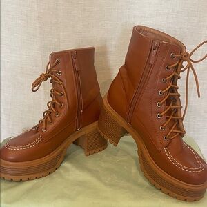 Brown Lace-Up Ankle Boots size 7.5